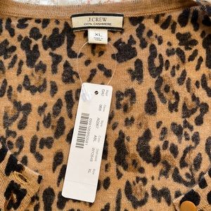 NWT J Crew 100% Cashmere Leopard Print Cardigan